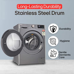 LG 9 Kg, 5 Star, AI Direct Drive Technology, Wi-Fi, Steam+ with Wrinkle Care, Fully Automatic Front-Loading Washing Machine (FHP1209Z7P, Intelligent & Convenient Fabric Care, Allergy Care, Platinum)