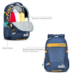 Safari Megapack 43L Expandable Laptop Backpack Bag for Men and Women, School Bag for Boys & Girls, Casual Hiking Travel Bag with 3 Compartments, Compression Straps & Bottle holder, Color Blue