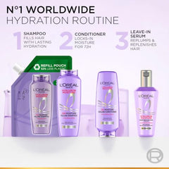 L'Oreal Paris Hyaluron Moisture Shampoo Refill - Hyaluronic Acid, 500ml | 500ml refill for dry, dehydrated hair. Provides 72 hours hydration, leaving hair soft, shiny, & bouncy. Ideal for daily wash.