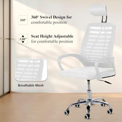 Casa Copenhagen Mesh Mid Back Office/Study/Computer/Revolving/Desk Chair for Work from Home -Metal Base, Height Adjustable Seat - Grey Milange & Black Handle