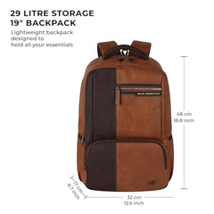 Gear Vintage 4 19"/29L anti theft faux leather Medium Water Resistant Laptop Backpack/Casual Backpack/Daypack/Travel Backpack/College Bag For Men/Women(Pitch Black-Black)