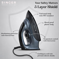 SINGER STEAMINATOR 8 Bar 2600 W Steam Generator Iron | 100 g/min Continuous Steam | 1.5L Water Tank | Ceramic Soleplate | Vertical Steam | Auto Shut-Off | Heavy Duty | ISI Certified | 2 Years Warranty