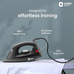 Orient Electric DIFP10BP Fabric Press Dry Iron (Black and Blue)