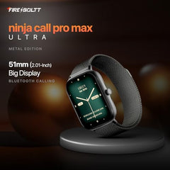 Fire-Boltt Ninja Call Pro Max Ultra Bluetooth Calling Smart Watch, 2.01" HD Display, 120+ Sports Modes, Health Suite, AI Voice Assistance, SpO2 Smartwatch for Men & Women - Black Link