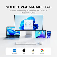 Rapoo 9010M Multi Device Wireless & Bluetooth Keyboard & Mouse Combo, White