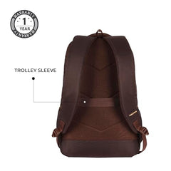 Gear Aspire 3 19"/35L Large Faux Leather Water Resistant Laptop Backpack | Casual Backpack | Daypack | Travel Backpack | College Bag For Men/Women (Brown - Brown)