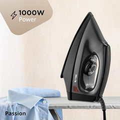 IBELL PASSION 1000W Iron Box with 3 Years Warranty, Non-Stick Soleplate Dry Iron, Shock-Proof Body, Variable Temperature Control, Overheating Protection (Black)