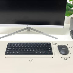 Macally Small Wireless Keyboard and Mouse Combo - An Essential Workspace Duo - 2.4G Wireless Keyboard Mouse for PC - 78 Key Mini Keyboard and Mouse with Slim Body, Quiet Click Buttons, and 3 DPI Modes