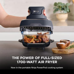 Ninja Crispi 1700W CleanCrisp Glass Air Fryer | 1.4L & 3.8L containers, Microwave, Freezer and PFAS Safe, Non-Toxic Glass Portable Cooking System with 2 year Warranty