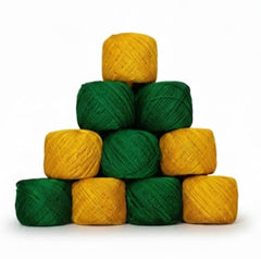 Crochet Cotton Thread Yarn Combo, 10 Rolls for Knitting, Crochet, Embroidery and Craft Making, Soft Decorative Thread for Handmade DIY Projects, Yellow & Green