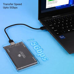 Zebronics 2.5" SSD/HDD Enclosure, Max. 4TB Storage, Upto 5Gbps Transfer Speed, Tool-Free Slide Design, USB to Micro B Connector, Windows, Mac, Linux Support, Transparent Case (CSH101)