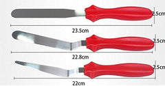 SYGA Professional Offset Spatula Set with Plastic Handle - 3-Piece Stainless Steel Icing Spatula Variety Set & Cake Decorating Tools, Flexible Resistant Blades, 2 Angled and 1 Straigh