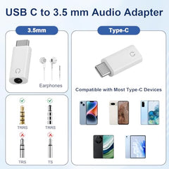 USB C to 3.5 mm Jack Adapter, USB C Headphone Adapter, Hi-Fi Audio Pack of 2