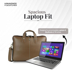 HAMMONDS FLYCATCHER Genuine Leather Office Bag for Men - 15.6 Inch Laptop Bag for Men for Professionals, Business Travelers - Adjustable Straps & Multiple Compartments - 1 Year Warranty - Brown
