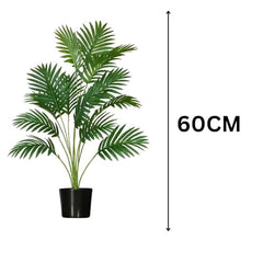 GARDEN GYANI Artificial Areca Palm Plant with Black Pot – 145 cm Tall Faux Tropical Decorative Plant with 35 Leaves for Home, Office & Living Room Décor