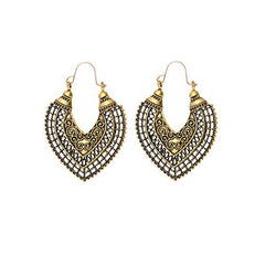 SYGA Women's Open Heart Earrings, Hollow Alloy, Vintage Style Dangles(Gold)