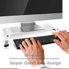 Rii K12 Ultra Slim 2.4GHz Portable Mini Wireless KODI Keyboard Large Size Touchpad Mouse, Stainless Steel Back Cover, Rechargeable Li-ion Battery, IPTV, Android TV, XBMC, Windows, Black