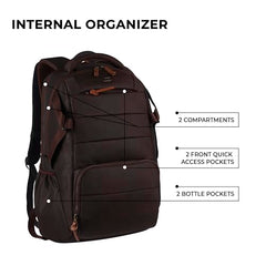 Gear Aspire 3 19"/35L Large Faux Leather Water Resistant Laptop Backpack | Casual Backpack | Daypack | Travel Backpack | College Bag For Men/Women (Brown - Brown)