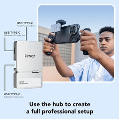 Lexar 1TB Professional Go Portable SSD, Supports Apple ProRes, Up to 1050MB/s Read & 1000MB/s Write, USB 3.2 Gen 2, Rugged, Compatible with iPhone 15 Series, PC & Mac (LSL400X001T-RNSNU)