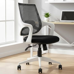 MRC Mono Ergonomic Office Chair (Mid-Back) – Revolving Breathable Mesh Desk Chair for Work from Home & Study–Lumbar Support & Heavy Duty Nylon Base (Grey & White)