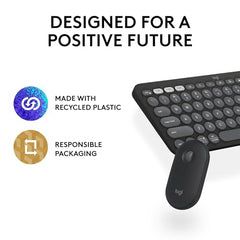 Logitech Pebble 2 Combo, Wireless Keyboard and Mouse, Quiet and Portable, Customisable, Logi Bolt, Bluetooth, Easy-Switch for Windows, macOS, iPadOS, Chrome -