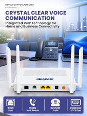 UBIQCOM UB5021GV XPON ONT Optical Network Terminal, 1GE + 1 POTS, GPON Fiber Broadband Modem with VoIP Voice Support, SC/UPC Connector, FTTH ONT for Home & SOHO Users