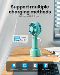 Gaiatop Mini Portable Fan, Powerful Hand Fan Cute Design 3 Speed Personal Small Desk Fan With Base, Lightweight Rechargeable Usb Handheld Fan For Girl, Women, Men, Indoor, Outdoor, 15 Cm, Pink