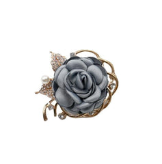 SYGA Women's Floral Brooch Pin with Rhinestones and Pearls(Blue Gray)