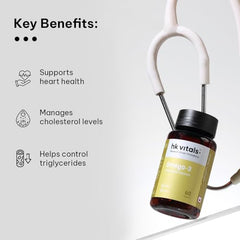 hk vitals Omega 3, 60 Fish Oil Capsules + Multivitamin, 60 Tablets | 1000mg Omega 3 with 180mg EPA and 120mg DHA | For Brain, Heart, and Joints Health