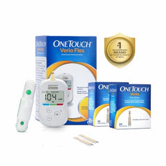 OneTouch Verio Flex glucometer with 10+50 Test Strips | Sync your results with OneTouch Reveal mobile app| Simple & accurate testing of blood sugar | Includes 10 Sterile Lancets + 1 Lancing device