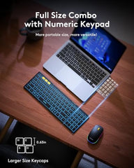 Samsers Foldable Keyboard&Mouse, Samsers Folding Bluetooth Keyboard Mouse Combo, 2.4G + BT5.0 x 2, Full-Size Portable Travel Keyboard & USB-C Rechargeable Wireless Mouse for iOS Android Windows Mac OS