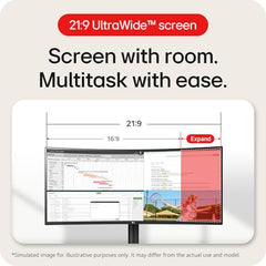 LG 34U640B Smartchoice 86 cm (34 Inch) 21:9 UltraWide WQHD (3440x1440) Curved Monitor(1800R), 144Hz, sRGB 99%, HDR10, Anti-Glare, HDMI X 2, DP, USB-C (PD 65W), PBP, PIP, Tilt/Height Adjustable Stand