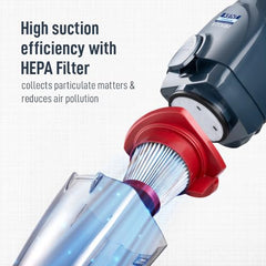 KENT Dash Vacuum Cleaner | 600W | High Suction Power >16 kPa | Cyclone5 Technology and HEPA Filter | Bagless Design | Ideal for Floor, Curtain, Carpet, Sofa & Car | Black & Blue
