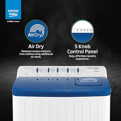 Voltas Beko, A Tata Product 8.5 Kg 5 Star Semi-Automatic Top Loading Washing Machine (WTT85UHA/OK5I0I0W01, Blue, Air Dry & Pulsator wash technology)