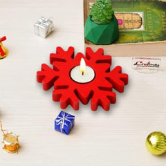 eCraftIndia Wooden Floral Printing Block Decorative Tea Light Candle Holders (Set of 12, Green White) Diwali Christmas Decorations Items for Home Office Christmas Gifts for Women Men Family Friend