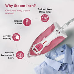 Havells TruSteam 1600 Watt Steam Iron with Self Cleaning Function|Vertical & Horizontal Ironing|220 ml Tank for Longer Ironing|High Steaming Rate upto 15 gm/min|2Yr Manufacturer Warranty(Pink)