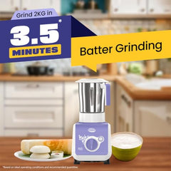 ULTRA Stealth neo MixerGrinder,750W,AISI304 Food Grade SS Jars &Blades,Serrated Stainless Steel Blades,Lesser noise,ABS Body,3Jars Small (0.5L),Medium (0.8L), Large(1.5L), 5Year Motor Warranty