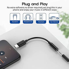 Type C to 3.5mm Audio Jack Connector with DAC Headphone Converter Adapter Compatible with iPhone 15 Pro Max/15Pro/15Plus Series/Galaxy/OnePlus/Google/Nothing & Other Type C Phones, Warranty