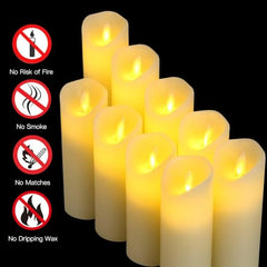 Flameless LED Pillar Candle Set of 2 | Acrylic Fiber Glass | Dancing Faux Wick | Remote Control with Battery Operated 3 AA | Home Décor & Gifting | 3" D x 6" H | Red