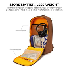 MOKOBARA Aisle 19L Laptop Backpack 15.6 Inch Office Travel Blue | Aerology Nylon Vegan Leather Flat Opening Compartment Disappearing Bottle Pocket Air Mesh Back For Men Women College Padded