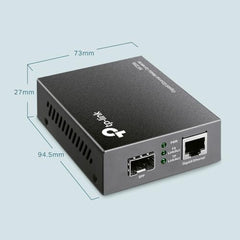 TP-Link MC220L Gigabit SFP Media Converter | 1000 Mbps RJ45 Port | IEEE 802.3ab 802.3z | Half-Duplex/Full-Duplex Transfer Mode | Long-Range Point-to-Point Connections