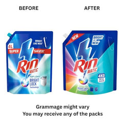 RIN Matic Liquid Detergent, 2Kg, for Dazzling Brightness, with Bright Lock Technology, Long-Lasting Fragrance, for Top Load Washing Machines
