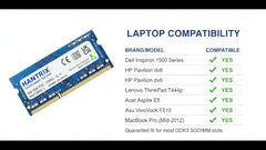 Hantrix 4GB DDR3 1333MHz Laptop RAM | 2RX8, PC3-10600S 1.5v, SO-DIMM Memory Module, For Notebook PCs, High-Speed DDR3 Upgrade