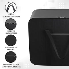 Kuber Industries Pack of 3 Storage Bag | Clothes Storage Bag | Rexine Underbed Storage Bag | Wardrobe Organizer for Blanket-Comforters | Foldable Attachi Bag | Black Patti | Large | Grey