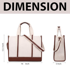 Womanix Canvas Laptop Tote Bag,14 inch Laptop Bag, Black Shoulder Bag, Casual Briefcase, Tote Bag For Women, Travel, Office, College