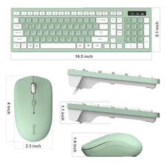 Wireless Keyboard and Mouse Combo, Full-Sized Wireless Keyboard and Adjustable DPI Mouse, 2.4GHz USB Receiver, Keyboard and Mouse for PC, Windows, Desktop, Laptop (Orange-B)