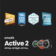 Amazfit Active 2 Premium Smartchoice 44mm Smart Watch, Sapphire Glass Display, Free Silicon Strap, Built in GPS, 10day Battery, 5ATM, iOS & Android, 2000 Nits, 160+ Sports Mode, Black Leather