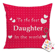 Gift for Daughter Birthday Special Birthday for Daughter Printed Cushion(12 inch X 12 inch with Filler with Keychian) Girls Pillow Daughters Day for Daughter and Girls (V) (D-5A)