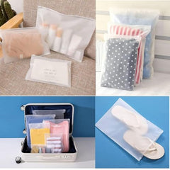 GREENTWISH Polyethylene Frosted Zipper Bag|Travel Bag For Shoes Cosmetics Jewellery Toiletries School Trip|Resealable|LDPE Zip Lock Space Saver Bags with Air Vent Hole (Pack of 30), Transparent