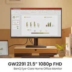 BenQ GW2291 22inch (54.61cm) IPS FHD Eye-Care Monitor |100Hz| 1300:1 Contrast| 5ms | 2Wx2 Built-in Speakers|Ultrathin Bezel |HDMI | VGA | Low Blue Light |Flicker Free| TÜV Eye Comfort 2.0 (Black)